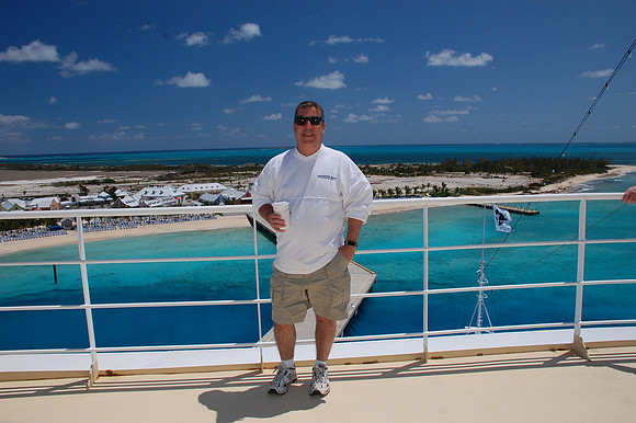On the deck above the bridge